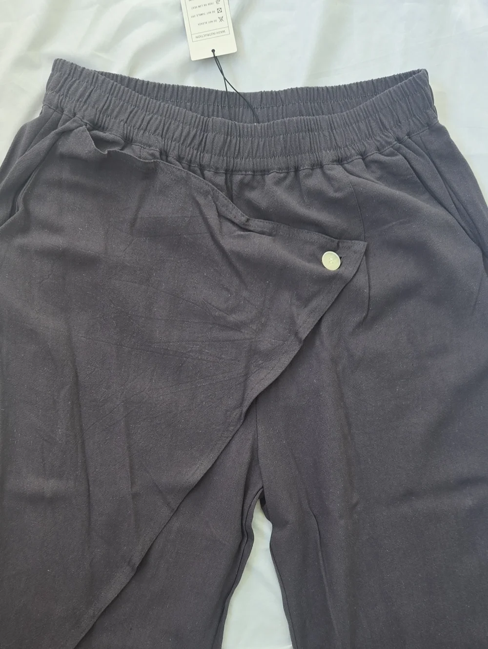 Mens Japanese Lightweight Dark Grey Elastic Waist Street Style Baggy Harem Pants